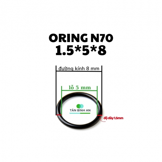 Oring NBR 70 độ dày 1.5mm, lỗ trong 5mm
