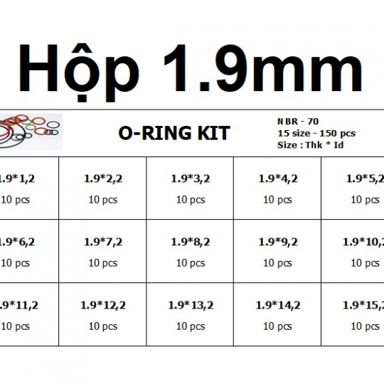Oring hộp độ dày 1.9mm 